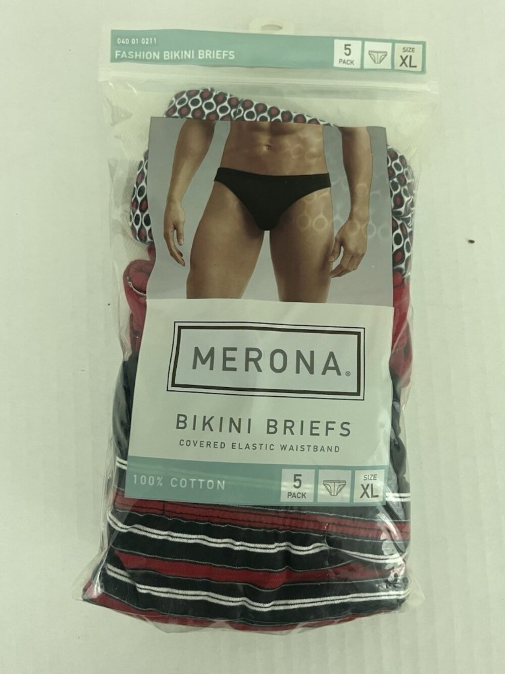 Merona Men's XL Bikini Briefs 100% Cotton 4 Pack Covered Elastic Waistband NEW